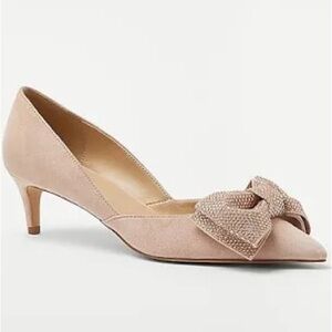 New women Sz 9 kitten heel bow statement d'orsay opal blush sophisticated shoes